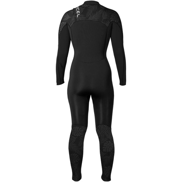2026 Xcel Dame Comp 4/3mm Chest Zip Våddragt WN43ZXC4P - Black / Palm Udskriv